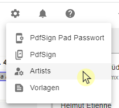 01 Menu Einstellungen Artist