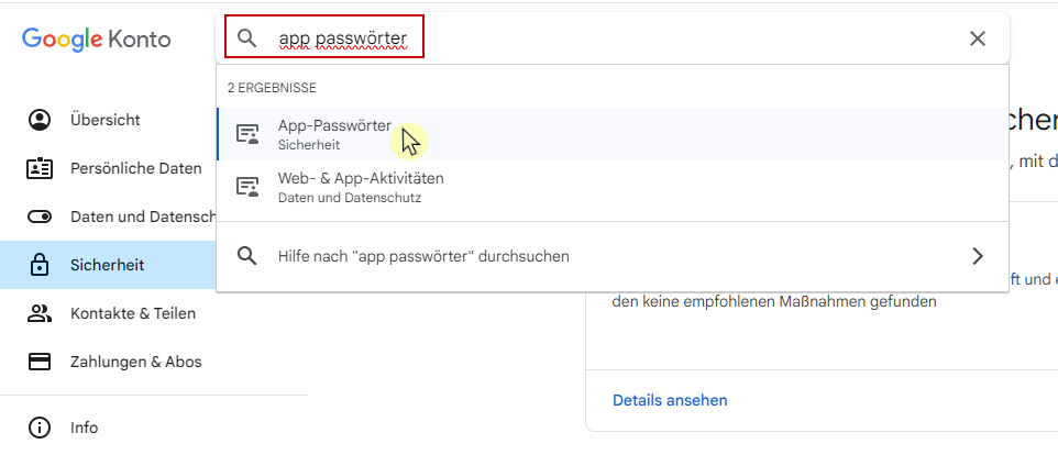 32 Google App Passwoerter