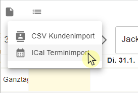 07 iCal Import Menue