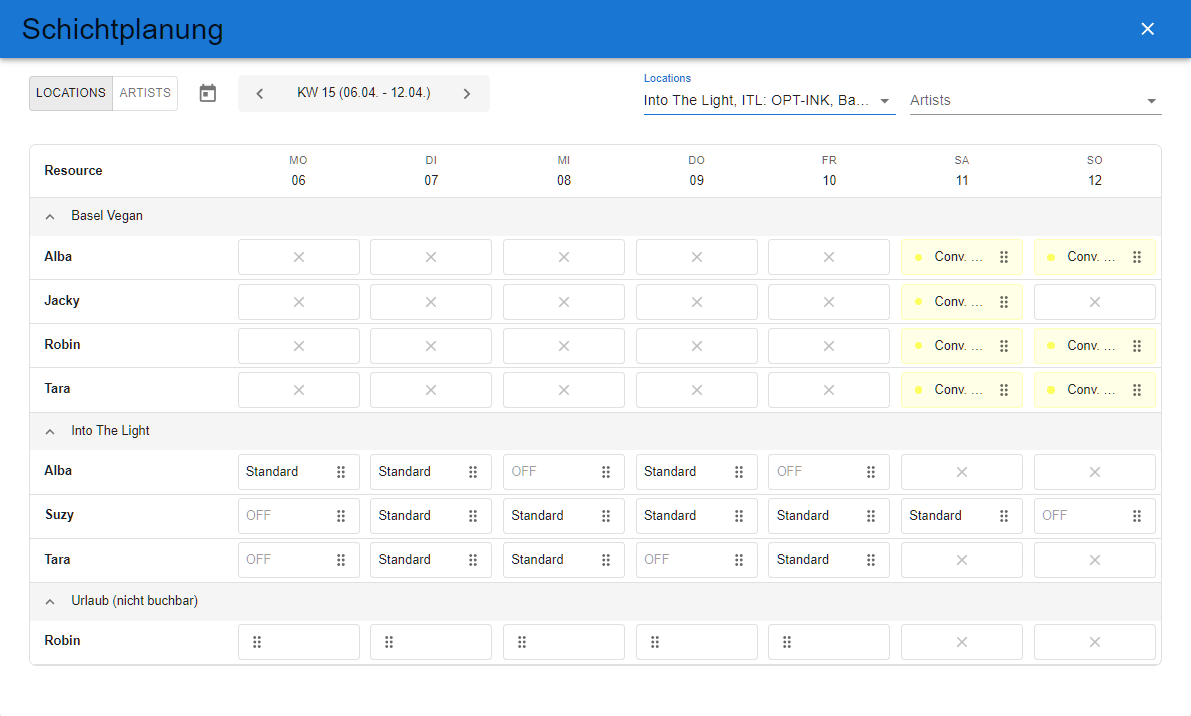02 Schichtplan Overview