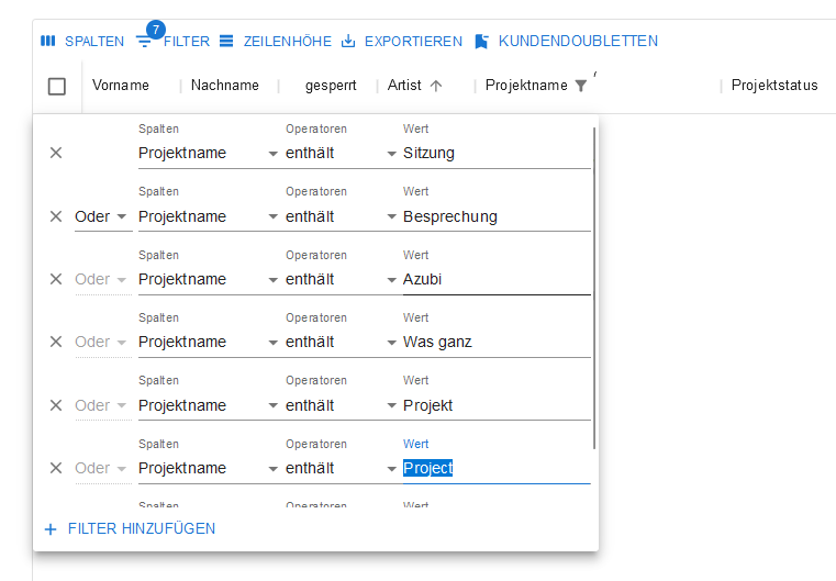 03 Projektnamen Filter