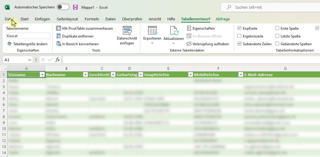 17 Kunden In Excel