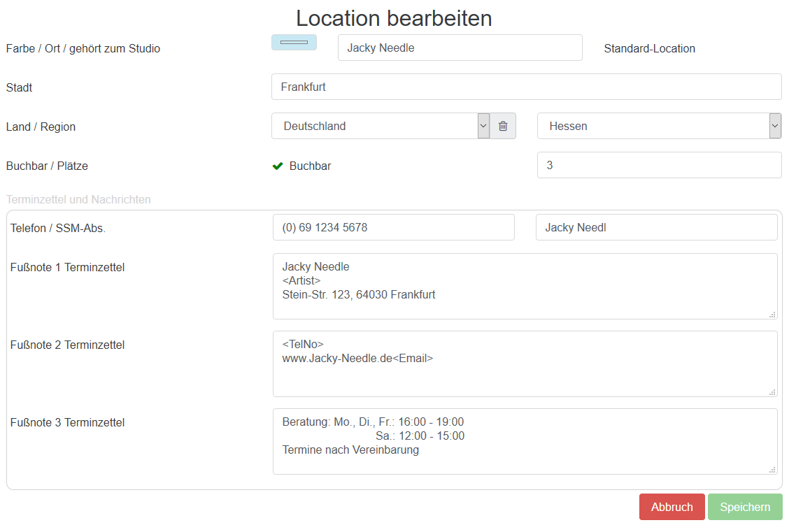 02 Locations bearbeiten