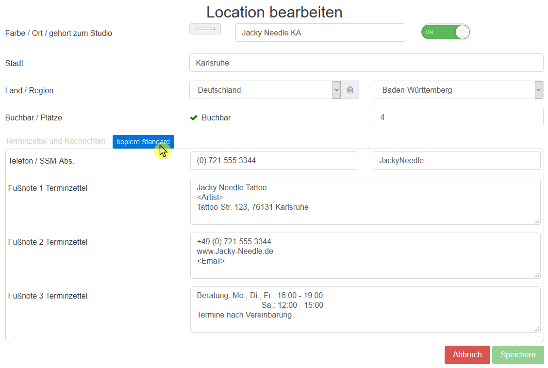 03 Locations bearbeiten