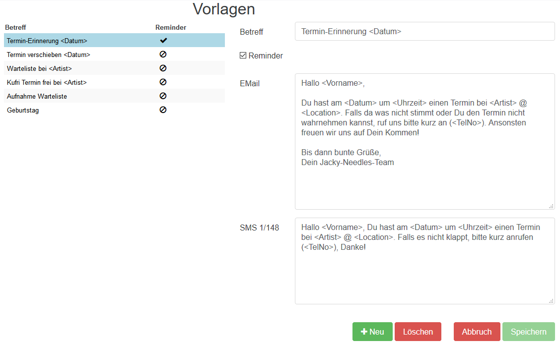 17 Nachrichten Vorlagen