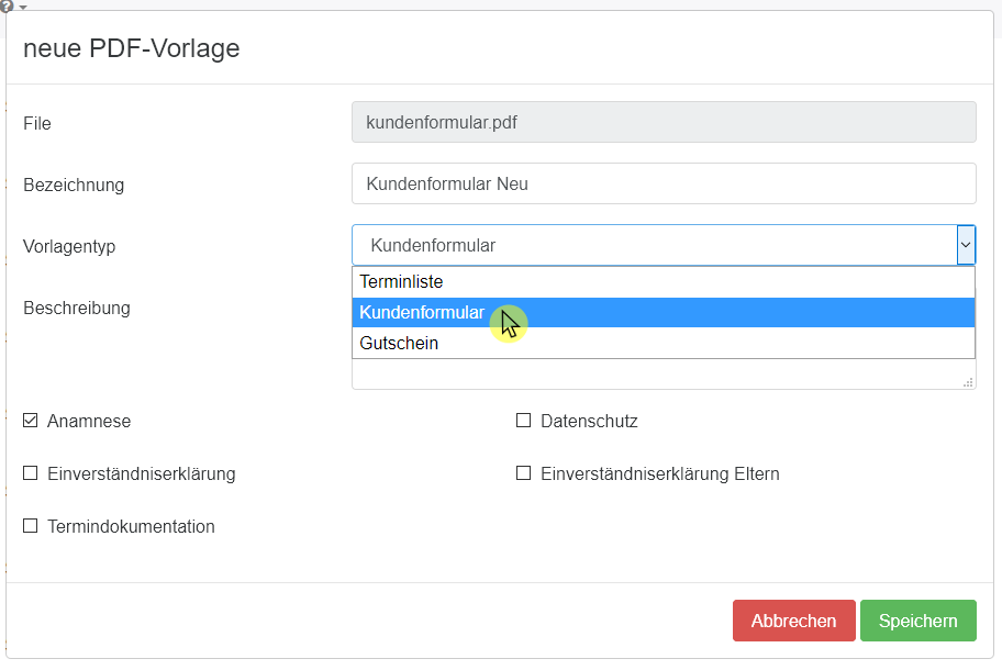 22 Auswahl PDF Formular