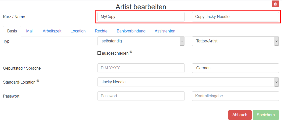 04 Artist Kopieren Bearbeiten