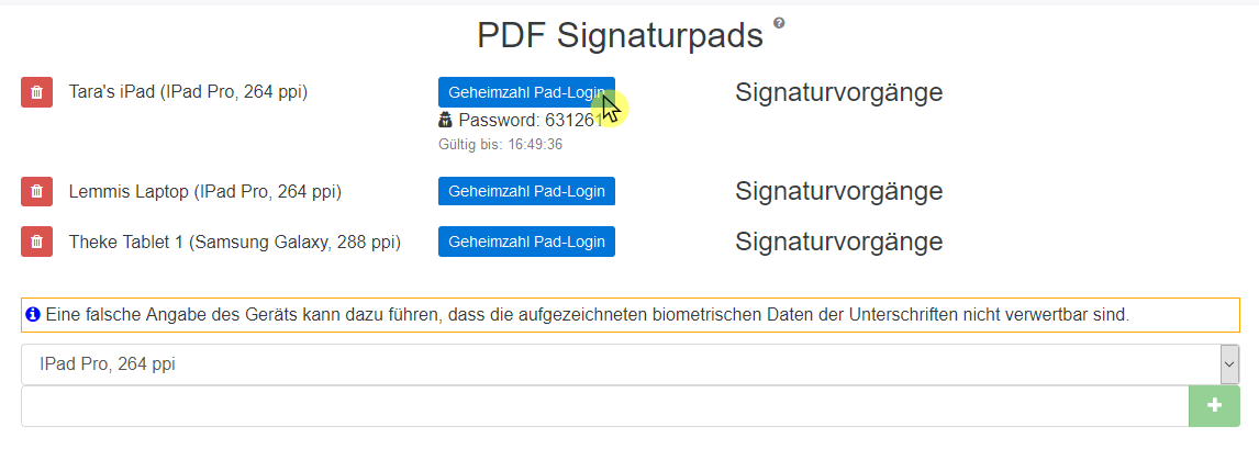 16 kissCal Pad Geheimzahl