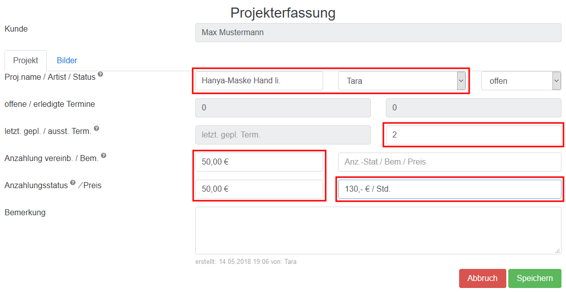 24 Projekterfassung