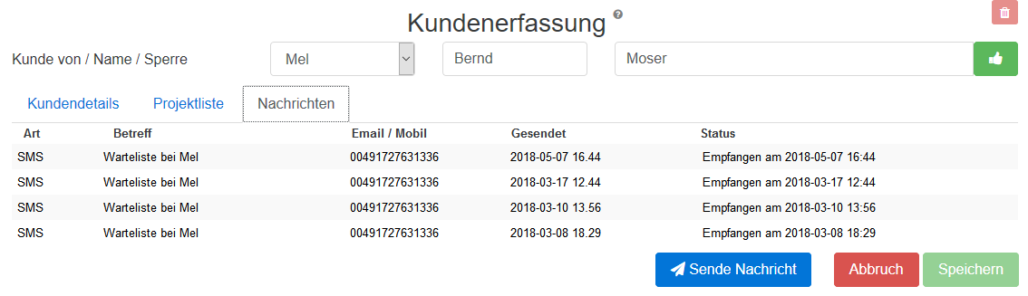 06 Kundenerfassung Nachrichten