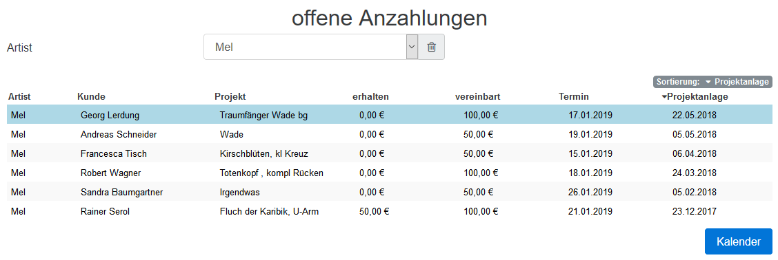 03 offene Anzahlungen Liste