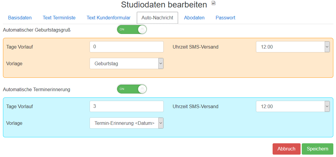 01 Setup Auto Nachrichten