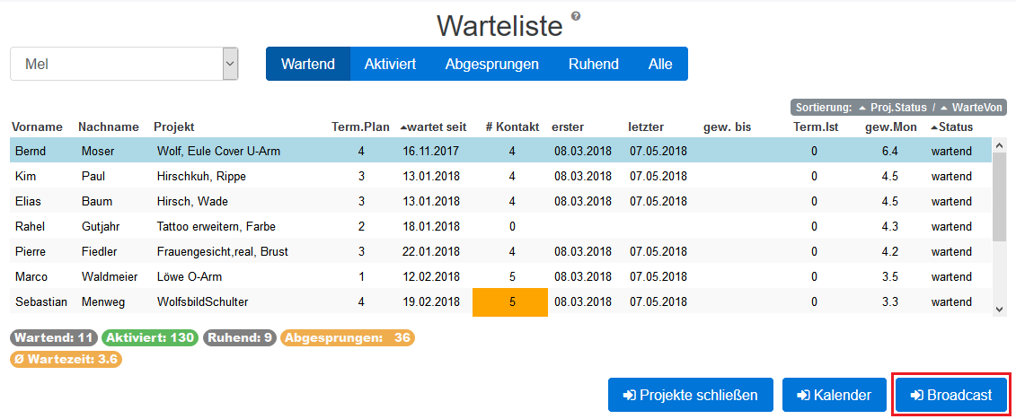 09 Warteliste Broadcast